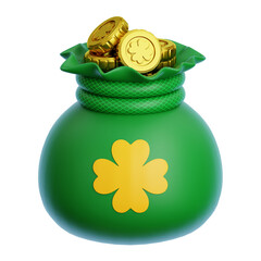 Clover Coin Bag 3d Illustration