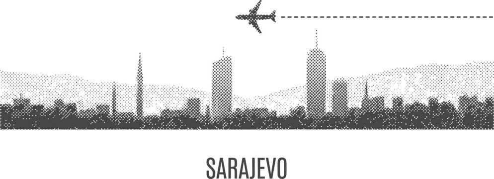 Sarajevo City Skyline Travel Vector Illustration