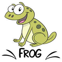 Children's Book Style Friendly Green Frog Character