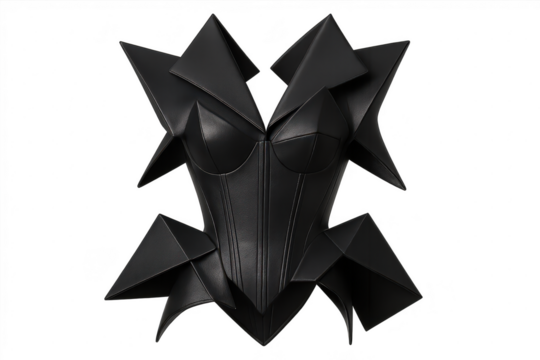 Avant-garde black leather corset isolated on a transparent background, stylish