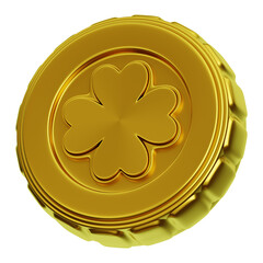 Clover Gold Coin 3d Illustration