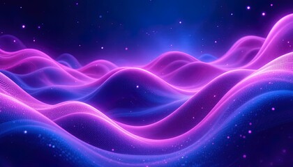 Stunning digital landscape with vibrant purple and blue waves, perfect for modern tech backgrounds and futuristic designs that evoke a sense of calm and innovation