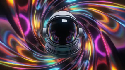 Abstract cosmic journey: Astronaut passing through colorful light vortex tunnel at warp speed - Powered by Adobe