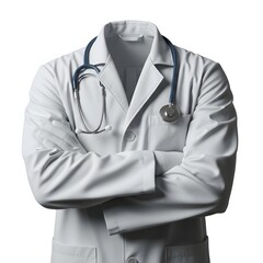 Doctor in White Lab Coat with Stethoscope and Crossed Arms.