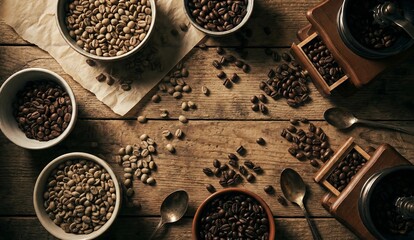 old vintage camera of beans coffe. AI