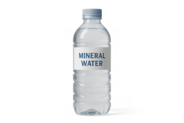 Mineral water bottle on transparent background providing hydration, refreshment, and healthy drink options