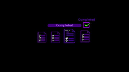 Digital invoice management and electronic document automation for business finance with online payment technology, checklist, completed status, and modern office process management - Powered by Adobe