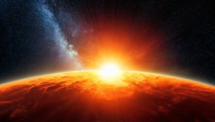 Fiery Sun With Cosmic Backdrop