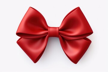 Ribbon bow red white background.