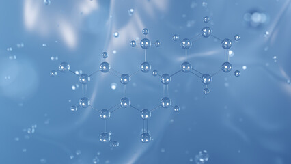 cardamomin molecular structure, 3d model molecule, chalconoids structural chemical formula view from a microscope