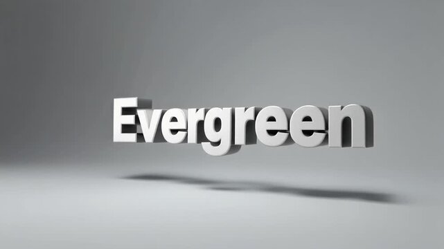 Evergreen Typography Modern 3D Text Effect in Silver on a Neutral Background