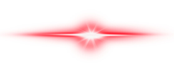 Bright red starburst lens flare effect on PNG background