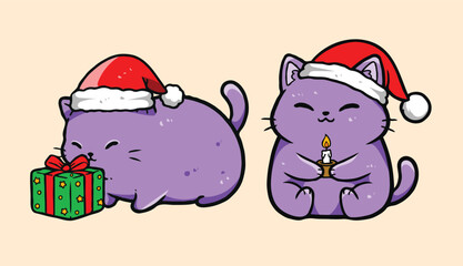 Festive Holiday Cat Vector – Cute Kitty with Winter Accessories