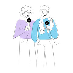 A doodle style illustration showing karaoke friends