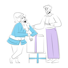 A doodle style illustration showing a santa friend