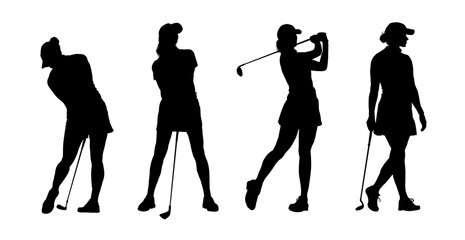 Obraz premium Woman golf player set - vector illustration