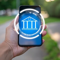 Mobile Banking Transfer Confirmed Hologram with FinTech Approval