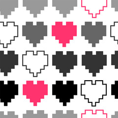 Valentines Day Seamless Heart Texture with White Background. Seamless pattern with hearts, for Valentines designs, backgrounds, textiles, gift wrap, backdrops, and digital art projects. Vector