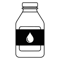 Vector Icon Set of Milk or Liquid Beverage Bottles with a Droplet Label, Representing Dairy, Hydration, Packaging Design, Healthy Drinks, and Organic Food Products