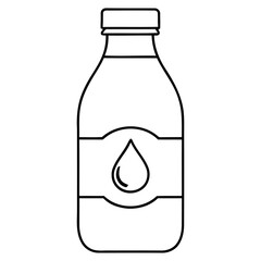 Vector Icon Set of Milk or Liquid Beverage Bottles with a Droplet Label, Representing Dairy, Hydration, Packaging Design, Healthy Drinks, and Organic Food Products