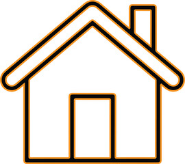 Simple outline drawing of a house with a chimney