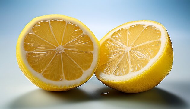 Two Lemon Halves Showcase Vibrant Yellow Citrus Fruit Against A Stark For Culinary Projects