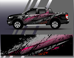 Car wrap design vector. Graphic abstract stripe racing background designs for vehicle, rally, race, adventure and car racing livery