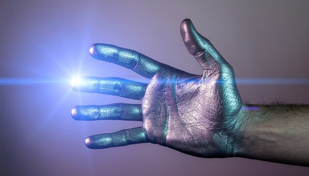 Steel Glove Gripping Neon Data Beam Absolute Control Visual
