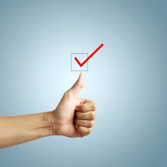 Thumbs Up with Digital Check Mark Confirming Optimization Success