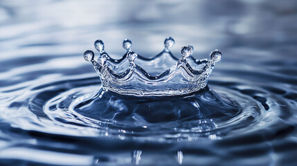 Stunning water crown splash effect for purity, freshness and royalty concept