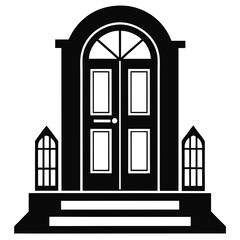 doorstep vector clean black silhouette design white background