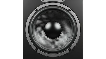 Close-up of a studio monitor's speaker, featuring the driver, cone, and surrounding frame
