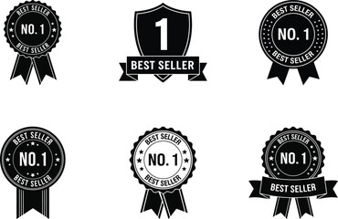 Best seller award badges set vector