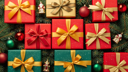 Christmas Gift Box Pattern with Holiday Decorations