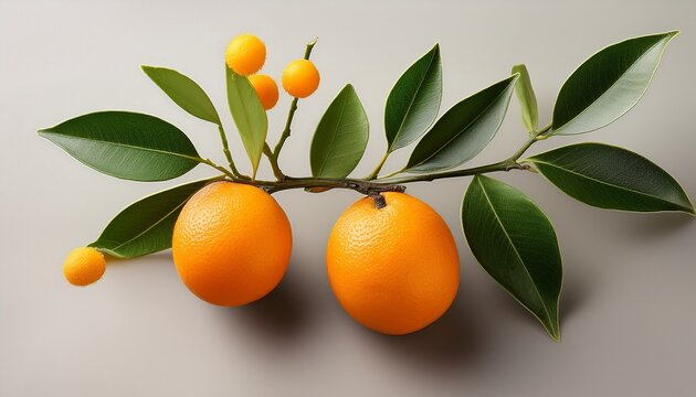 A Branch With Orange Fruits And Leaves