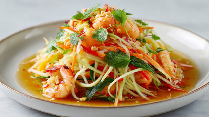 prawn green salad in asian style