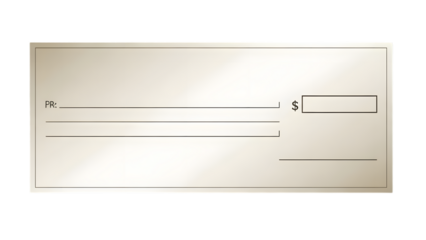 Blank check paper for payment transactions isolated on transparent background