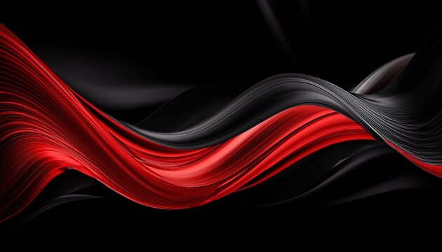 Abstract Red And Black Wave On The Dark Background - Powered by Adobe