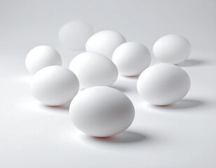 Arrangement of eleven white orbs with soft shadows on a light surface creates a minimal, clean still life