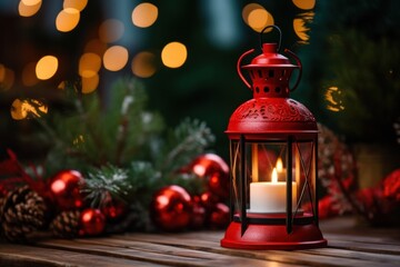 Red chirstmas lantern christmas decoration tree.