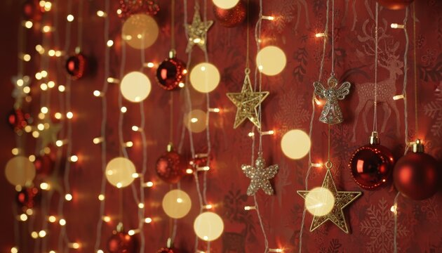 Christmas lights and ornaments glow with festive charm