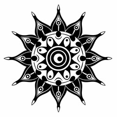 Ethnic Spinclean black silhouette design white background