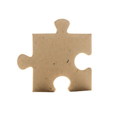 Fototapeta premium Plain jigsaw piece made of light brown particleboard representing challenge and solution concept