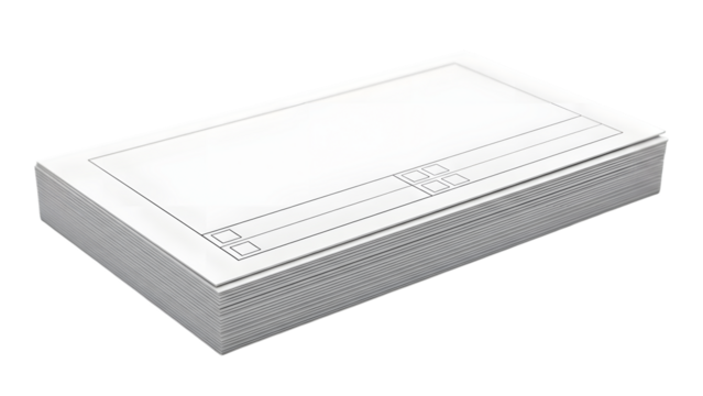 Stack of blank financial forms with checkboxes. isolated on transparent background
