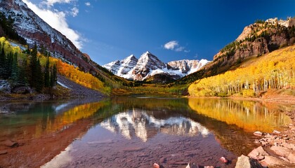 Obraz premium Maroon Bells In Colorado During Fall Season