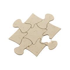 Fototapeta premium Close Up of Beige Puzzle Pieces Arranged Together on Transparent Background with a Texture