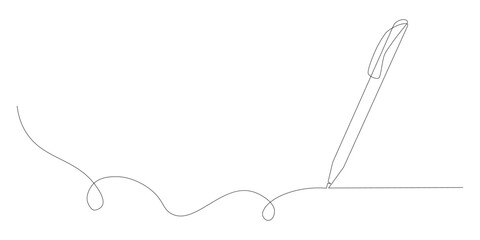 One line drawing of a pen sketching with style and creativity a continuous creative line illustration