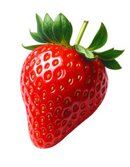 Strawberry on Transparent Background - Falling Strawberries Falling with Green Leaves for Product placement - Fresh Fruit and Clean - Vitamins and Red Berry - Natural Berries Raw healthy food