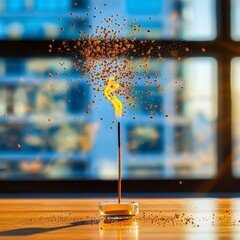 Incense smoke rising indoor setting artistic photography calm environment close-up view serenity concept