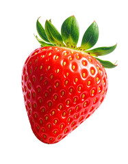 Strawberry on Transparent Background - Falling Strawberries Falling with Green Leaves for Product placement - Fresh Fruit and Clean - Vitamins and Red Berry - Natural Berries Raw healthy food